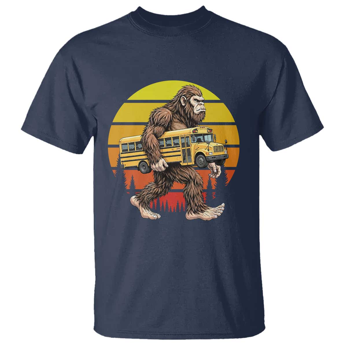 Funny Bigfoot School Bus Lover T Shirt Sasquatch Back To School Vintage Gift