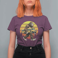 Funny Bigfoot School Bus Lover T Shirt For Women Sasquatch Back To School Vintage Gift