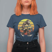 Funny Bigfoot School Bus Lover T Shirt For Women Sasquatch Back To School Vintage Gift
