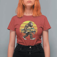 Funny Bigfoot School Bus Lover T Shirt For Women Sasquatch Back To School Vintage Gift