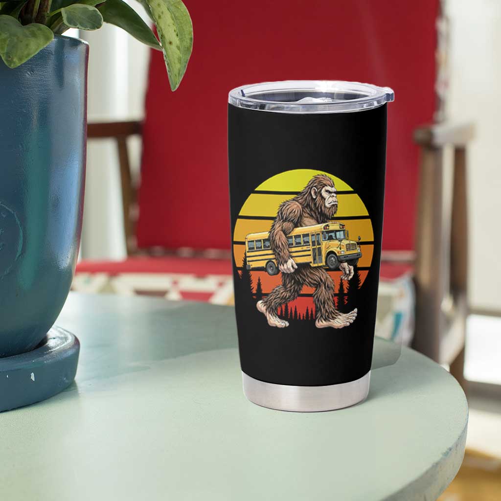 Funny Bigfoot School Bus Lover Tumbler Cup Sasquatch Back To School Vintage Gift
