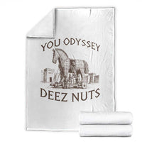 Funny You Odyssey Deez Nuts Trojan Horse Throw Blanket Ancient Greek History Meme Humor Gift