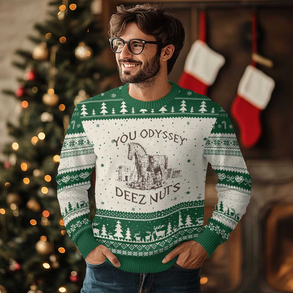 Funny You Odyssey Deez Nuts Trojan Horse Ugly Christmas Sweater Ancient Greek History Meme Humor Gift