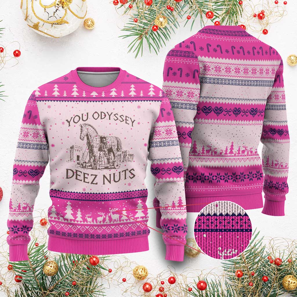 Funny You Odyssey Deez Nuts Trojan Horse Ugly Christmas Sweater Ancient Greek History Meme Humor Gift