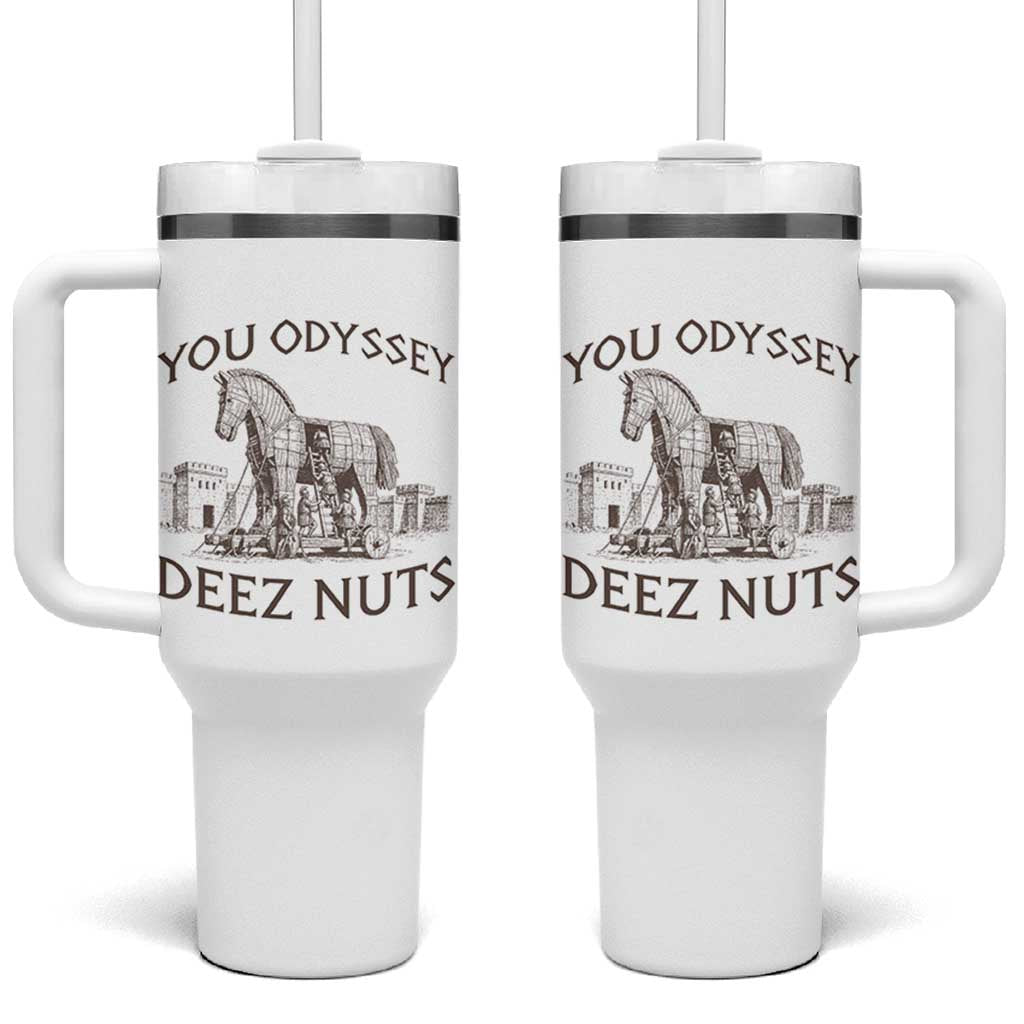 Funny You Odyssey Deez Nuts Trojan Horse Tumbler With Handle Ancient Greek History Meme Humor Gift