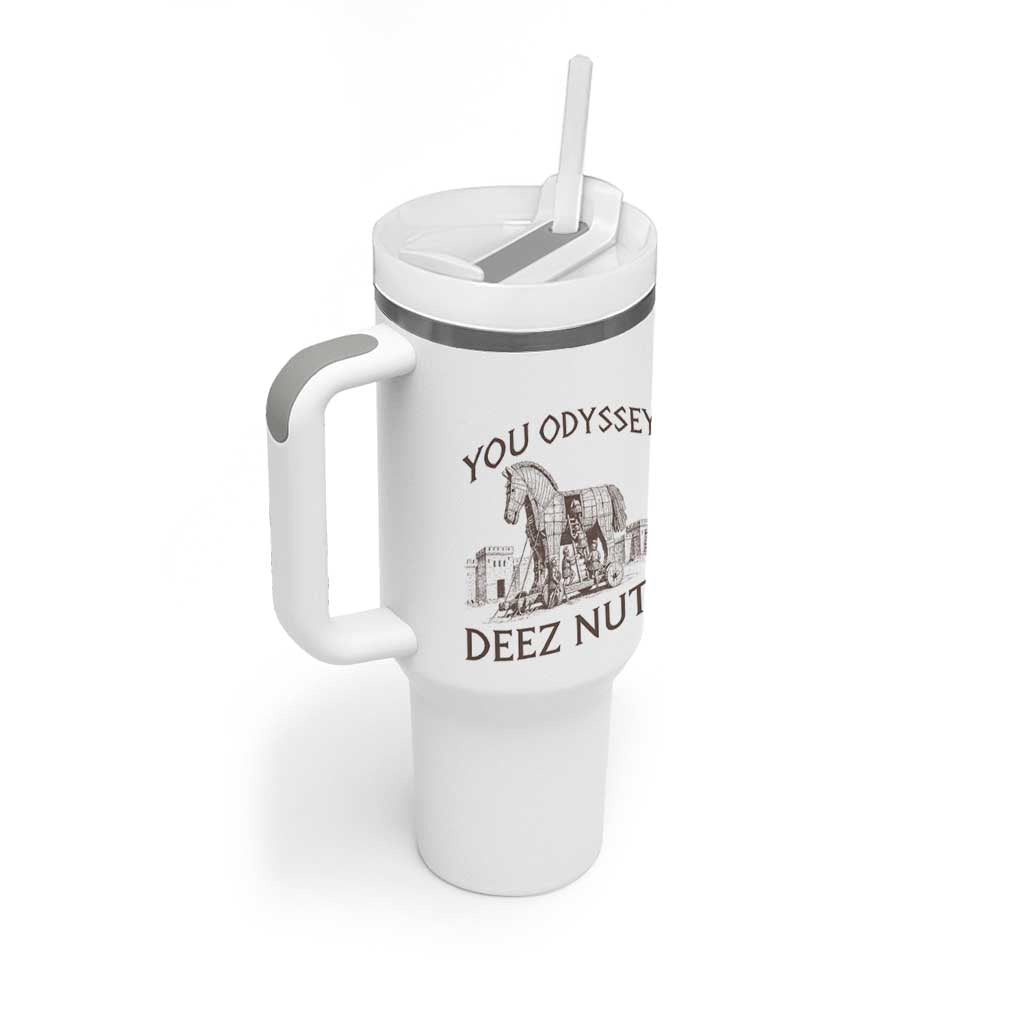 Funny You Odyssey Deez Nuts Trojan Horse Tumbler With Handle Ancient Greek History Meme Humor Gift