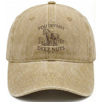 Funny You Odyssey Deez Nuts Trojan Horse Washed Cotton Baseball Cap Ancient Greek History Meme Humor Gift