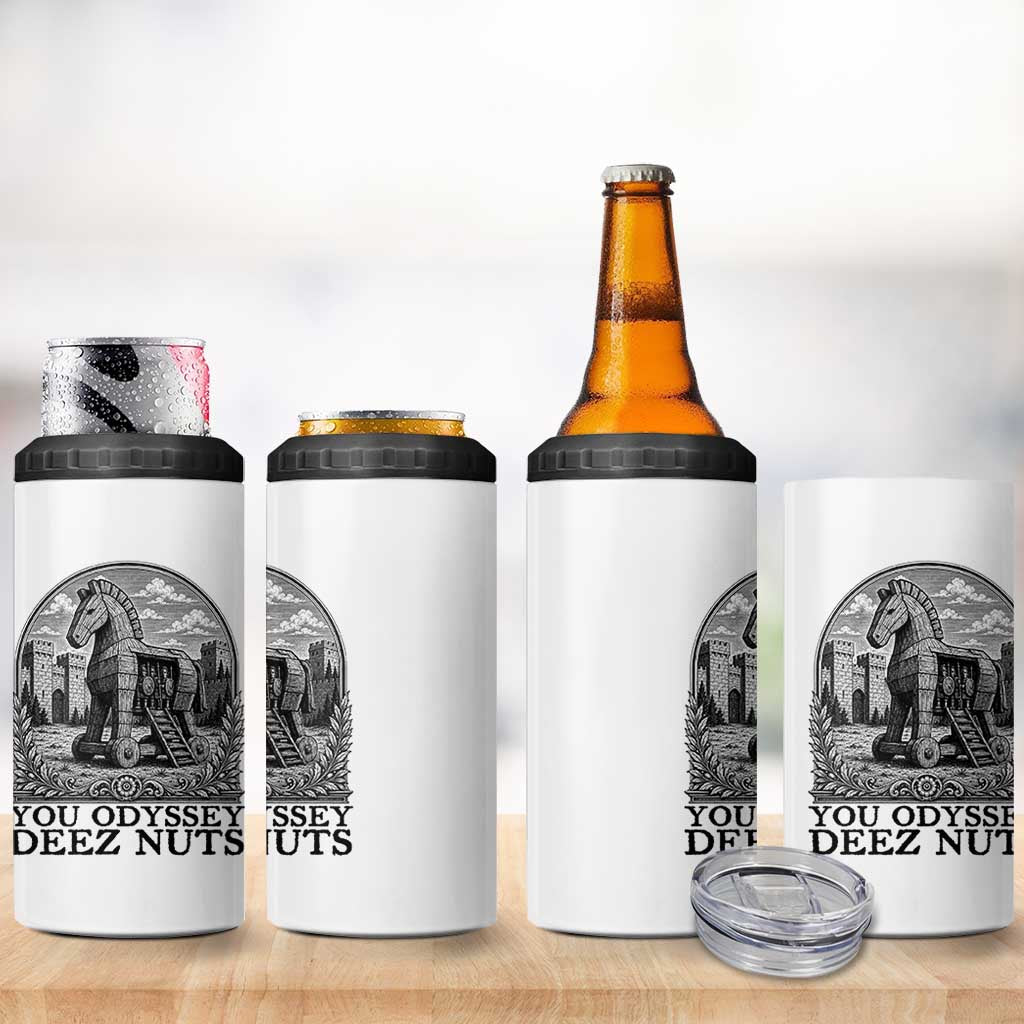 Funny You Odyssey Deez Nuts Trojan Horse 4 in 1 Can Cooler Tumbler Ancient Greek History Gift