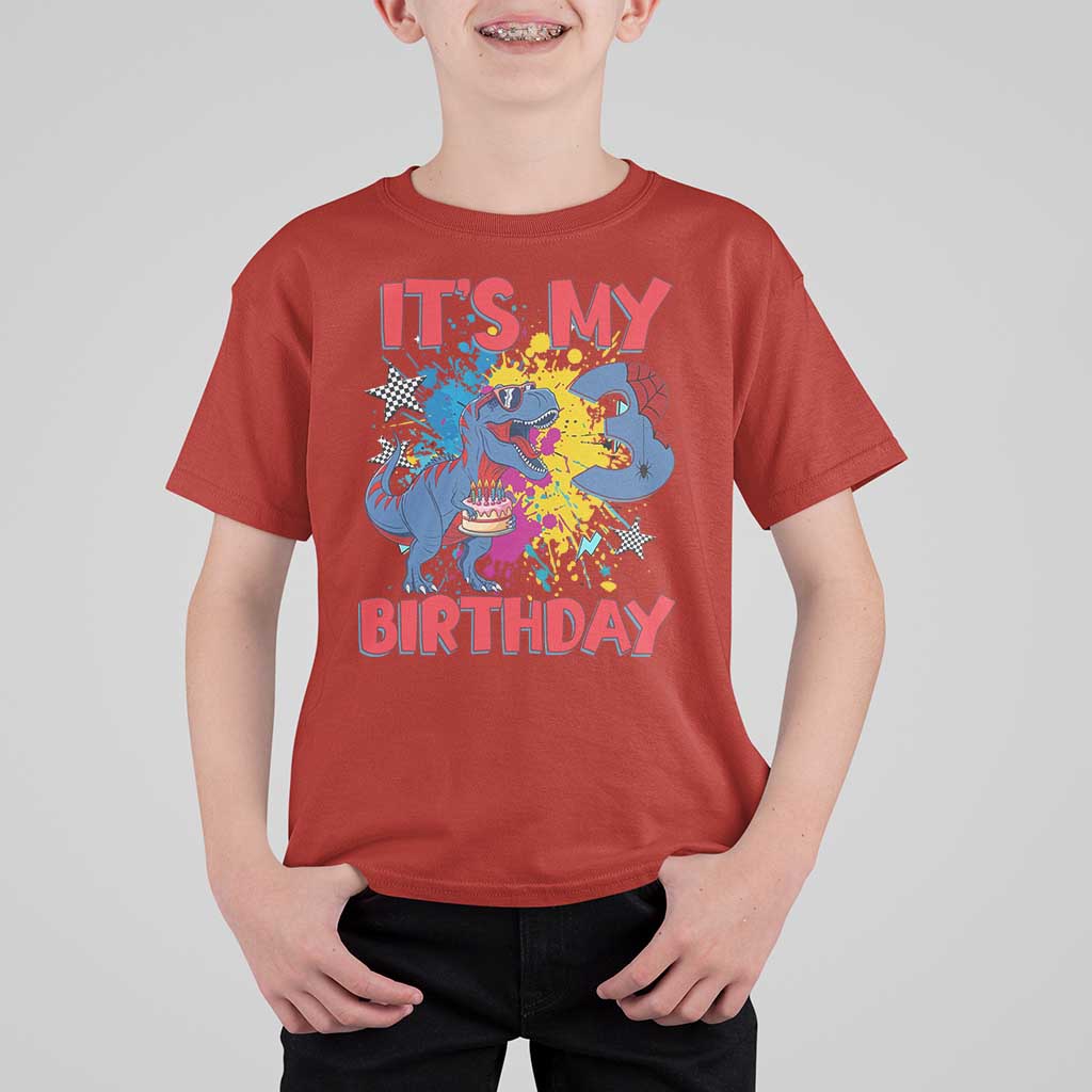Dino Spider Its My 3rd Birthday T Shirt For Kid Dinosaur Gift For Boys