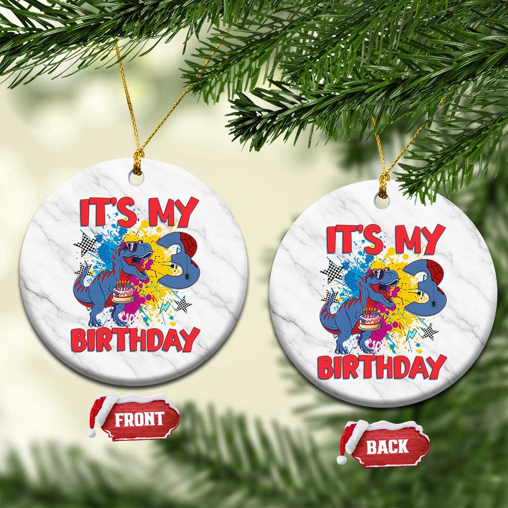 Dino Spider Its My 3rd Birthday Ceramic Ornament Dinosaur Gift For Boys