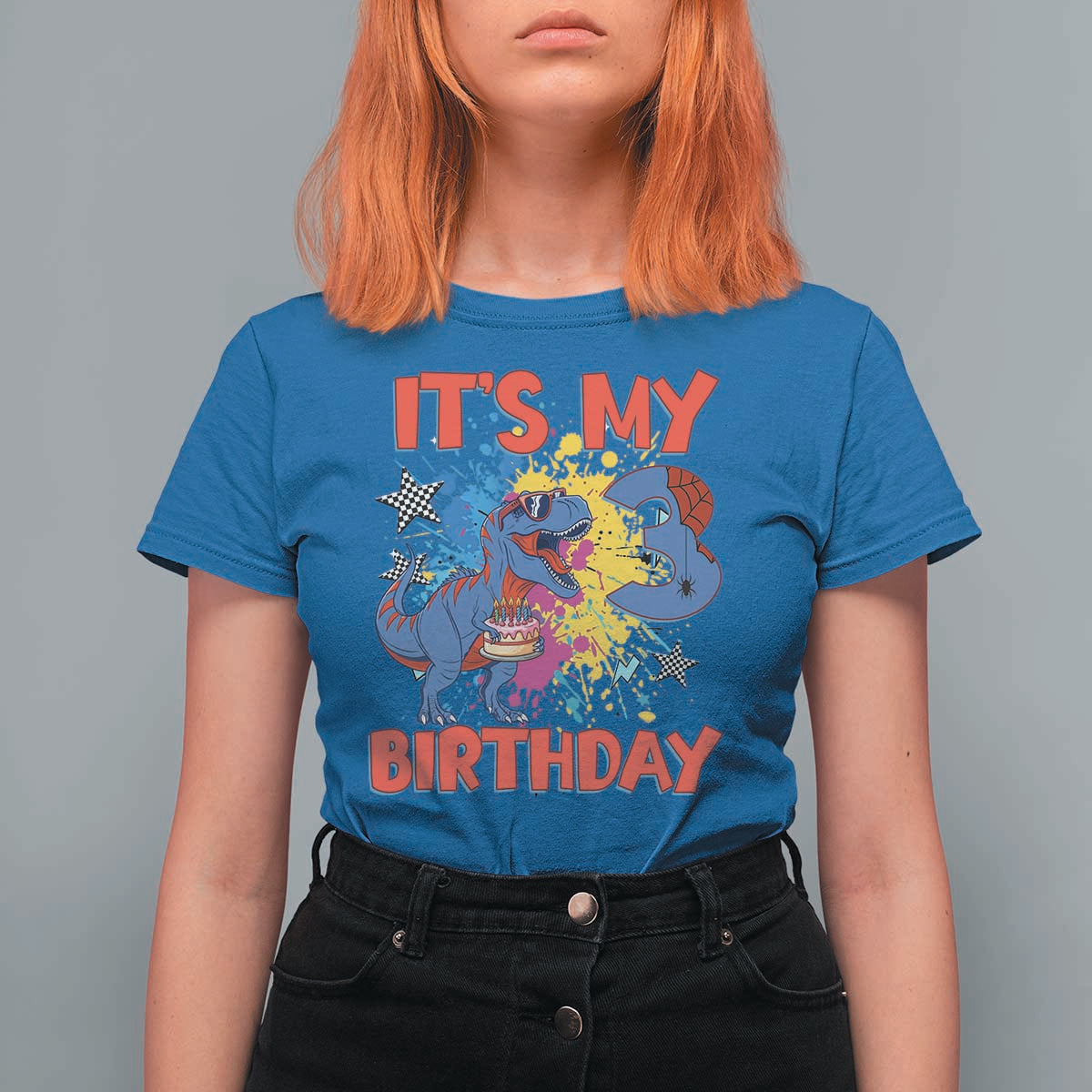 Dino Spider Its My 3rd Birthday T Shirt For Women Dinosaur Gift For Boys
