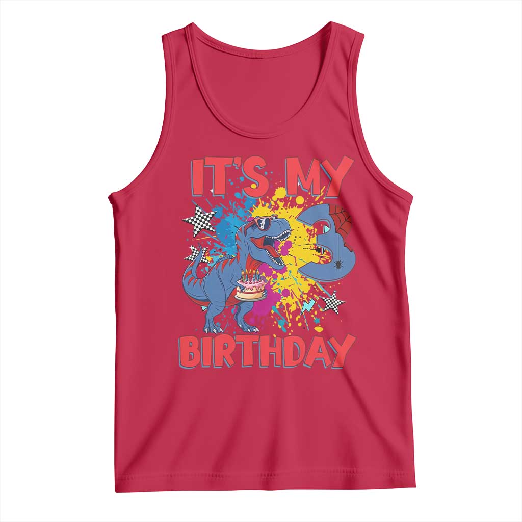 Dino Spider Its My 3rd Birthday Tank Top Dinosaur Gift For Boys