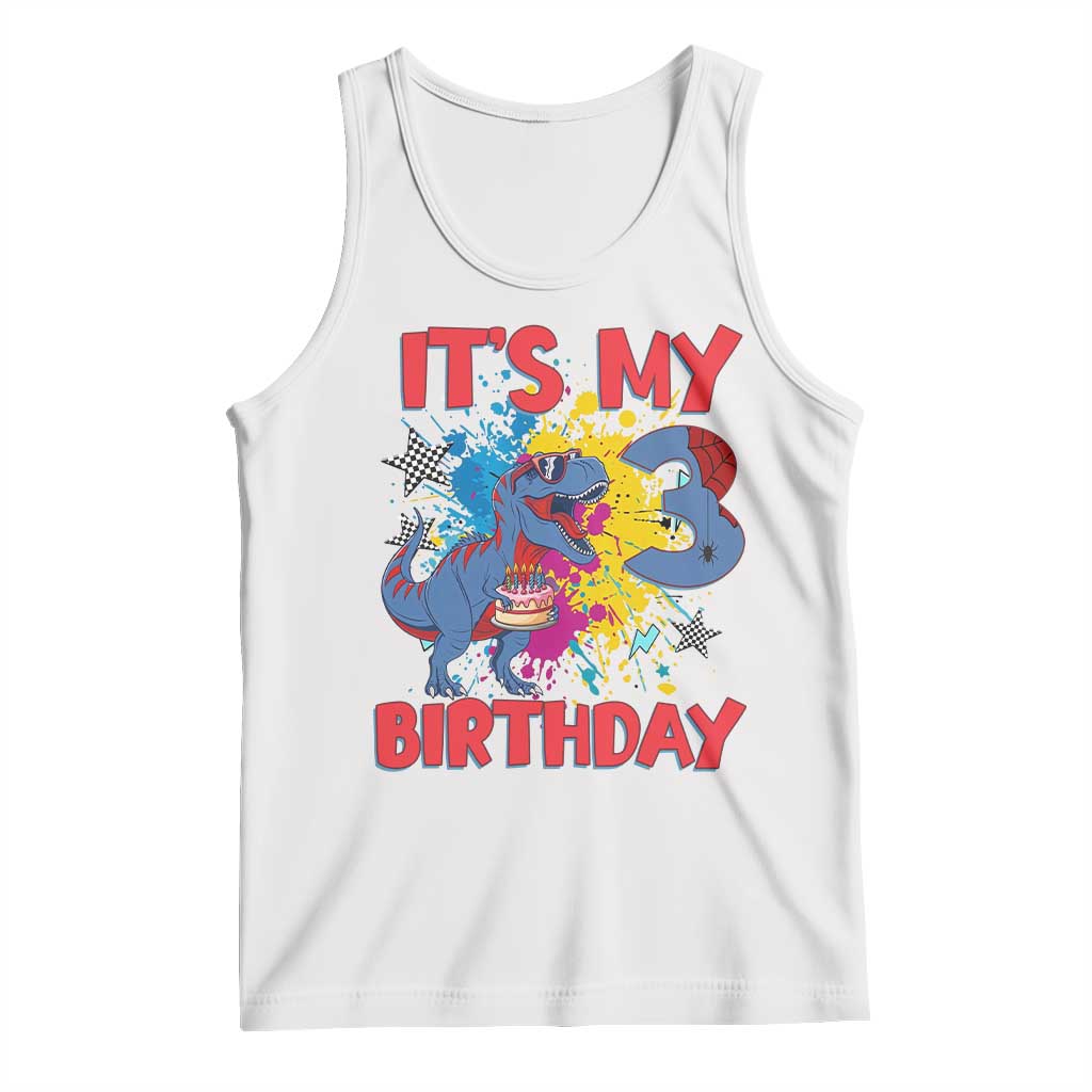 Dino Spider Its My 3rd Birthday Tank Top Dinosaur Gift For Boys