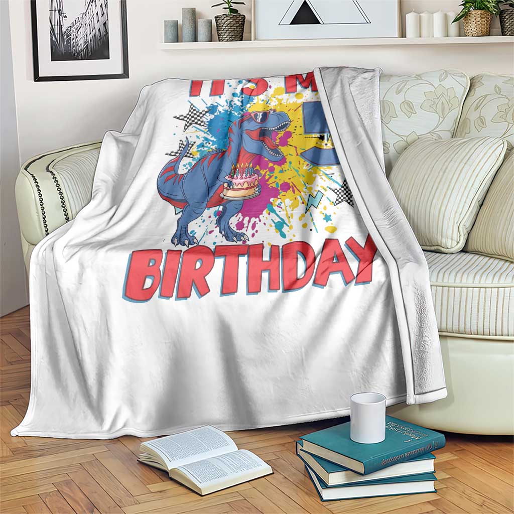 Dino Spider Its My 5th Birthday Throw Blanket Dinosaur Gift For Boys
