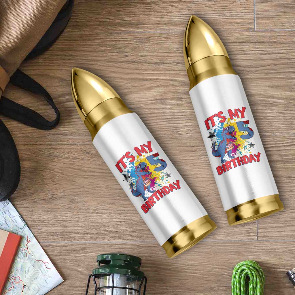 Dino Spider Its My 5th Birthday Bullet Tumbler Dinosaur Gift For Boys