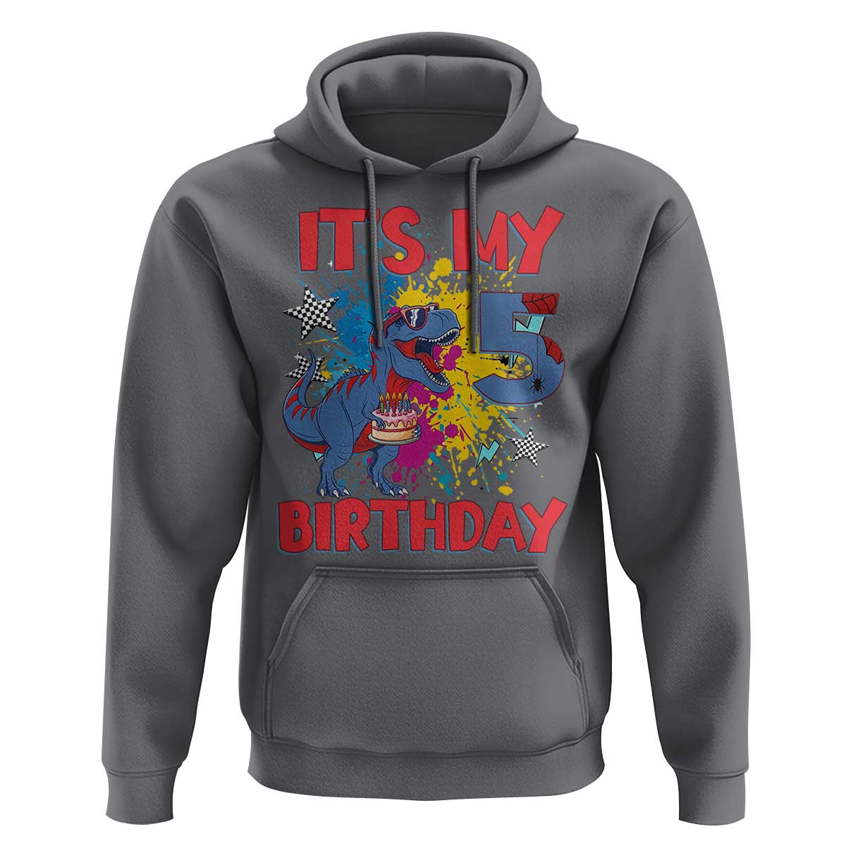 Dino Spider Its My 5th Birthday Hoodie Dinosaur Gift For Boys