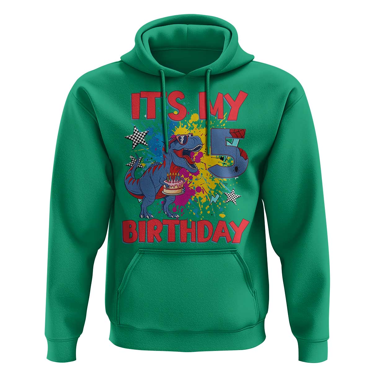 Dino Spider Its My 5th Birthday Hoodie Dinosaur Gift For Boys
