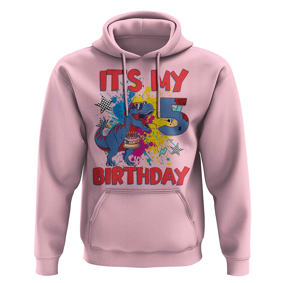 Dino Spider Its My 5th Birthday Hoodie Dinosaur Gift For Boys