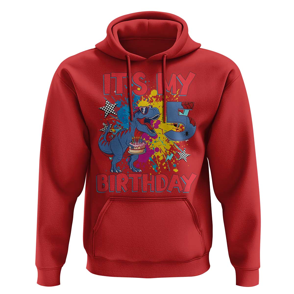 Dino Spider Its My 5th Birthday Hoodie Dinosaur Gift For Boys