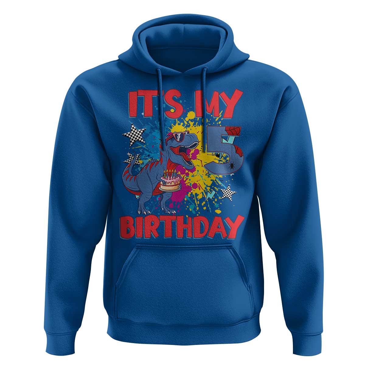 Dino Spider Its My 5th Birthday Hoodie Dinosaur Gift For Boys
