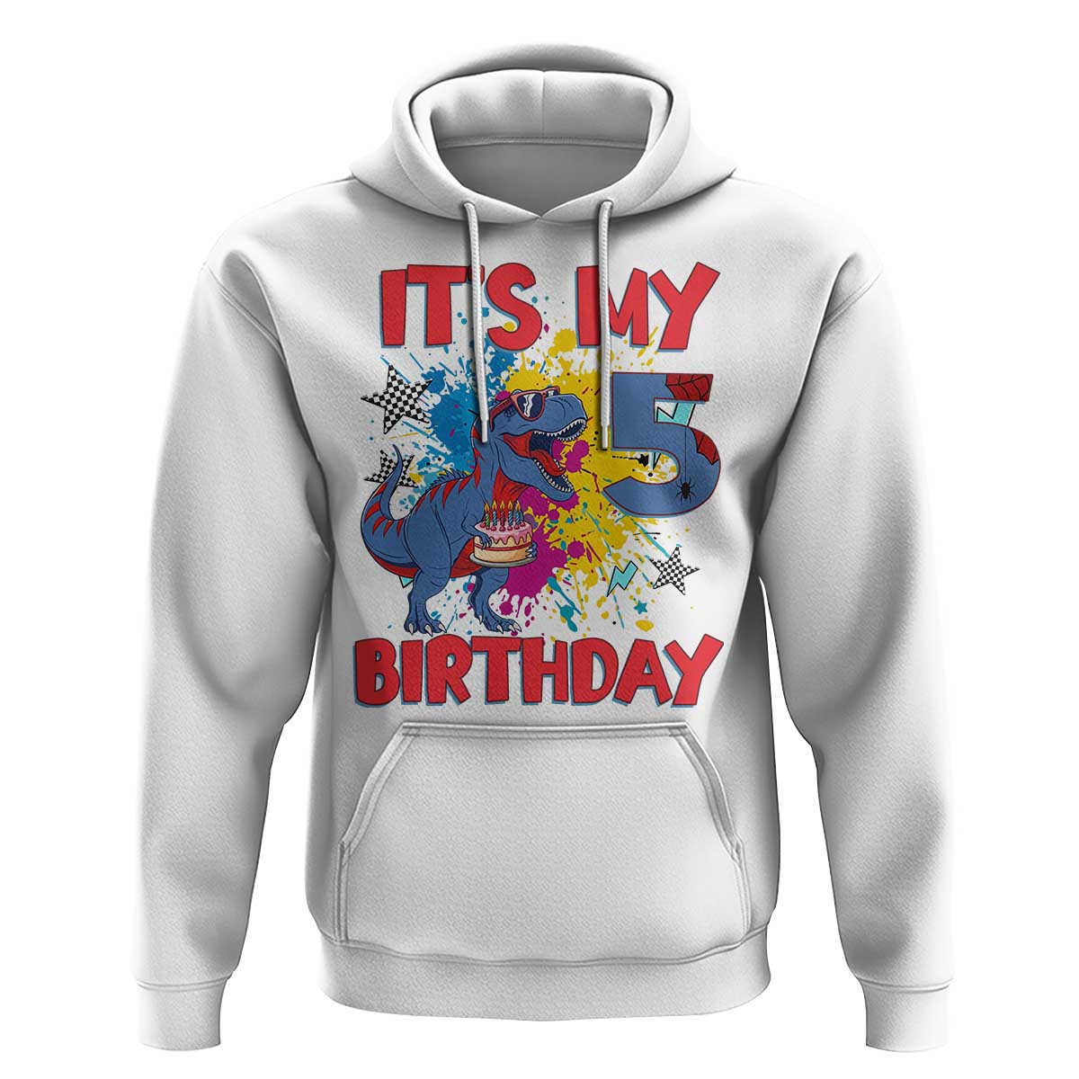 Dino Spider Its My 5th Birthday Hoodie Dinosaur Gift For Boys