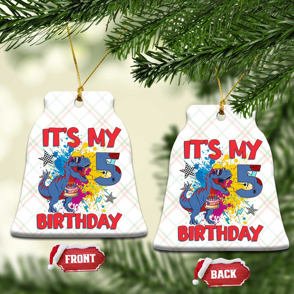 Dino Spider Its My 5th Birthday Ceramic Ornament Dinosaur Gift For Boys