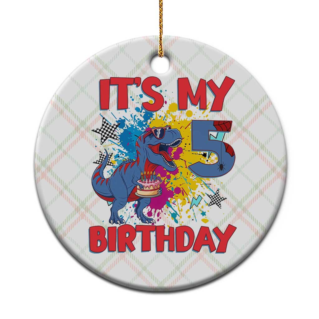 Dino Spider Its My 5th Birthday Ceramic Ornament Dinosaur Gift For Boys