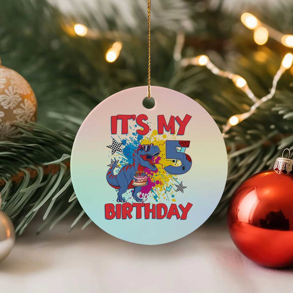 Dino Spider Its My 5th Birthday Ceramic Ornament Dinosaur Gift For Boys