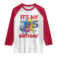 Dino Spider Its My 5th Birthday Raglan Shirt Dinosaur Gift For Boys