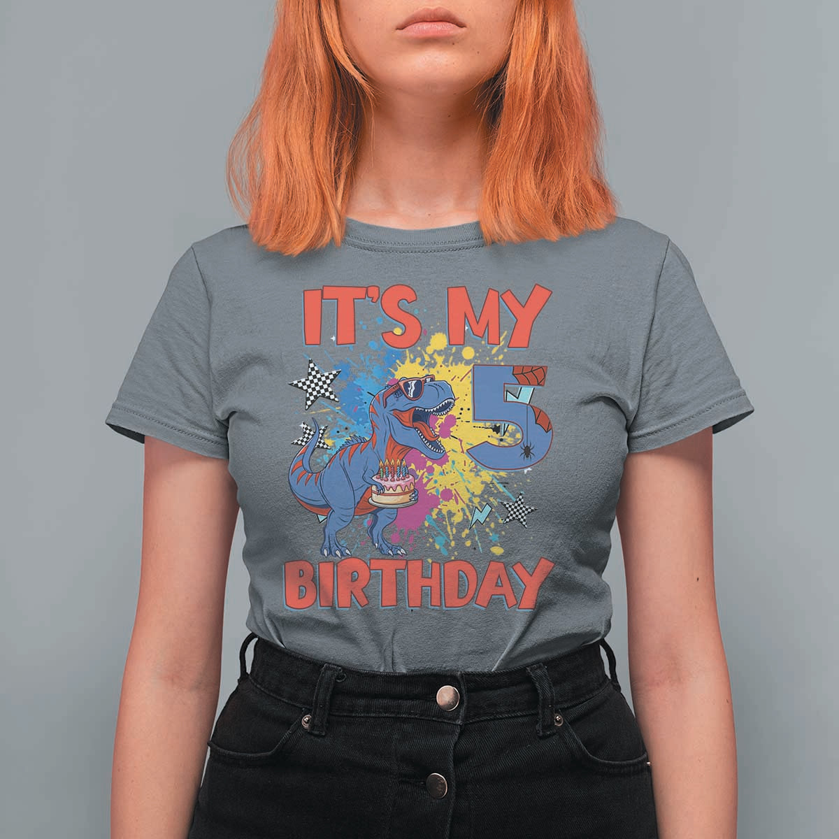 Dino Spider Its My 5th Birthday T Shirt For Women Dinosaur Gift For Boys