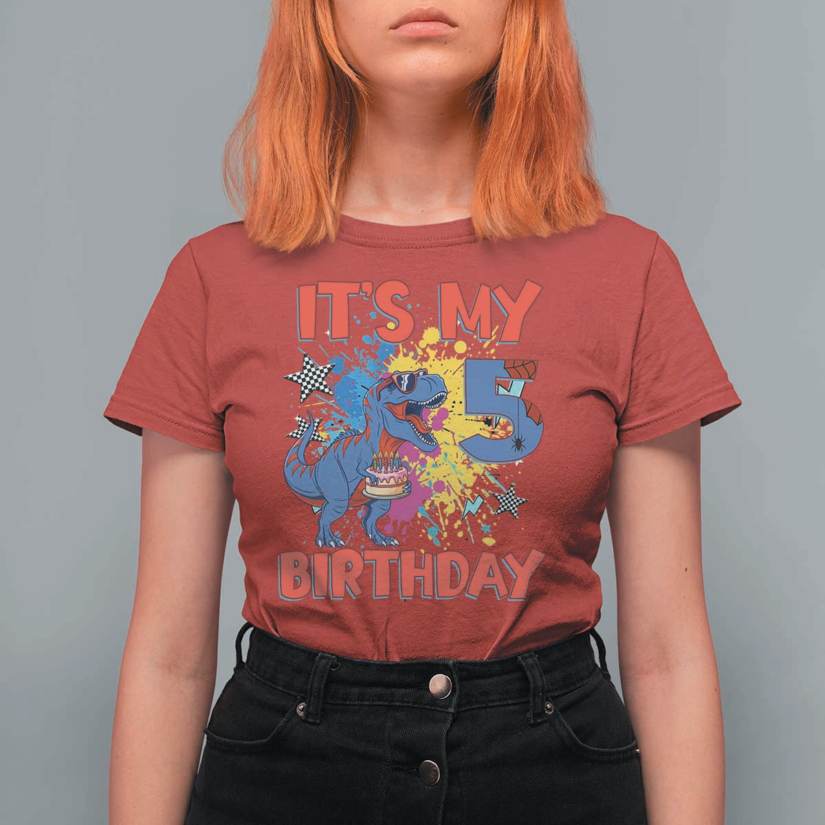 Dino Spider Its My 5th Birthday T Shirt For Women Dinosaur Gift For Boys