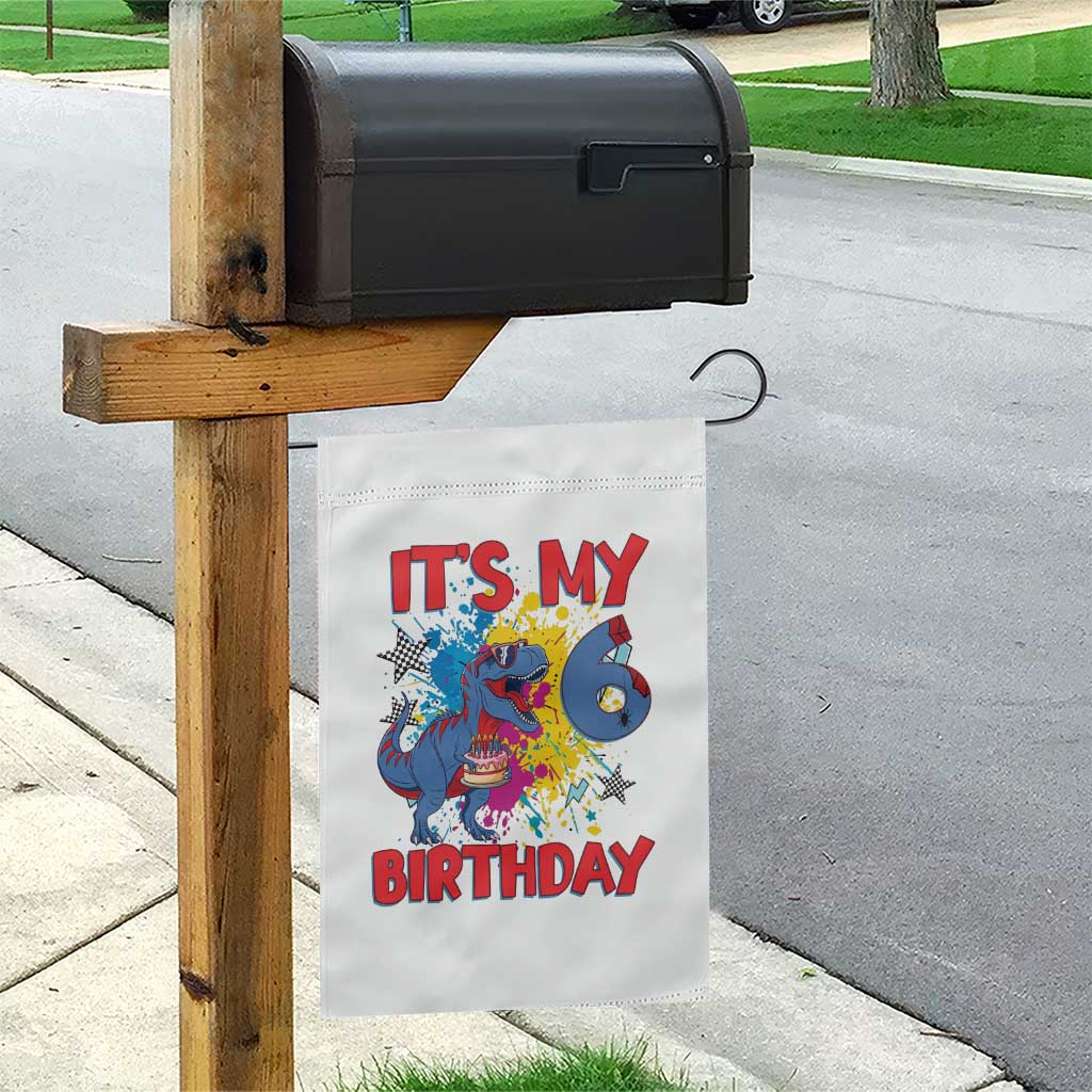 Dino Spider Its My 6th Birthday Garden Flag Dinosaur Gift For Boys