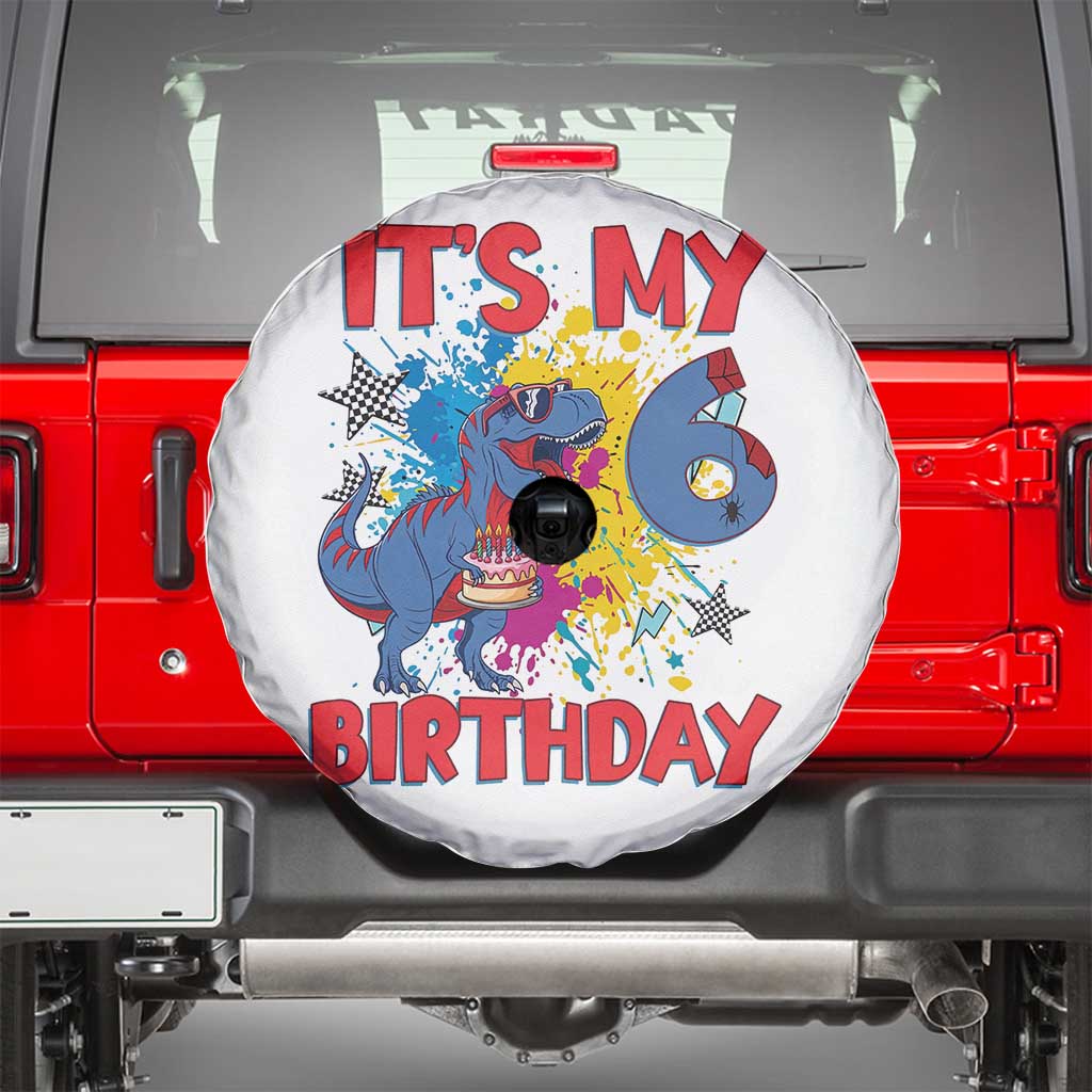 Dino Spider Its My 6th Birthday Spare Tire Cover Dinosaur Gift For Boys