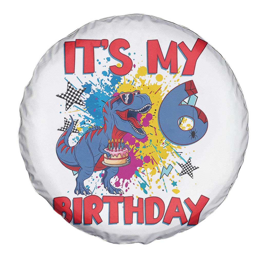 Dino Spider Its My 6th Birthday Spare Tire Cover Dinosaur Gift For Boys