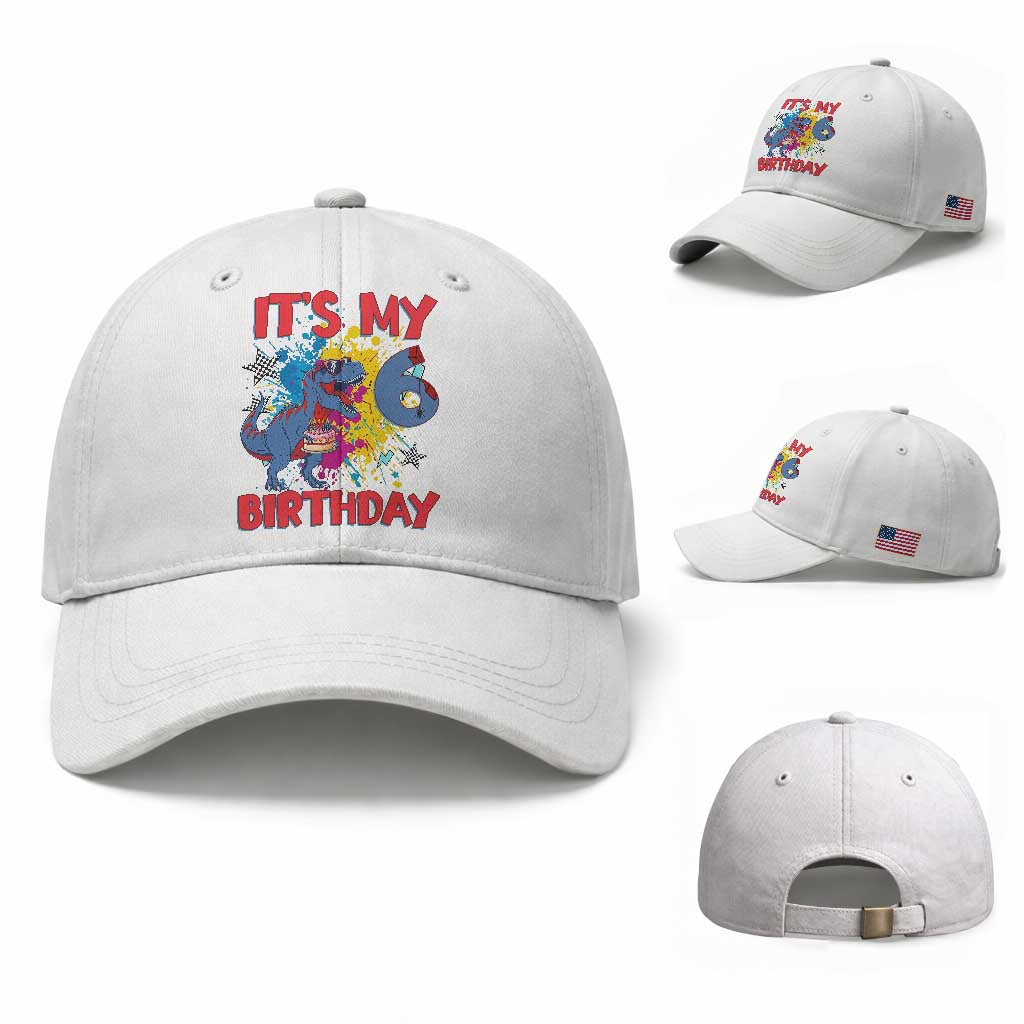 Dino Spider Its My 6th Birthday Baseball Cap Dinosaur Gift For Boys
