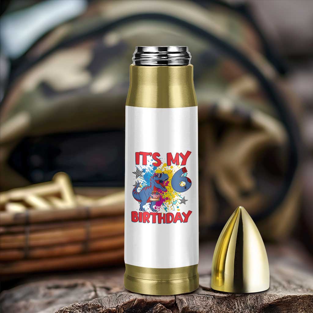 Dino Spider Its My 6th Birthday Bullet Tumbler Dinosaur Gift For Boys