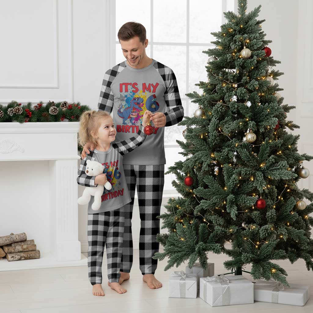 Dino Spider Its My 6th Birthday Plaid Pajama Set Dinosaur Gift For Boys