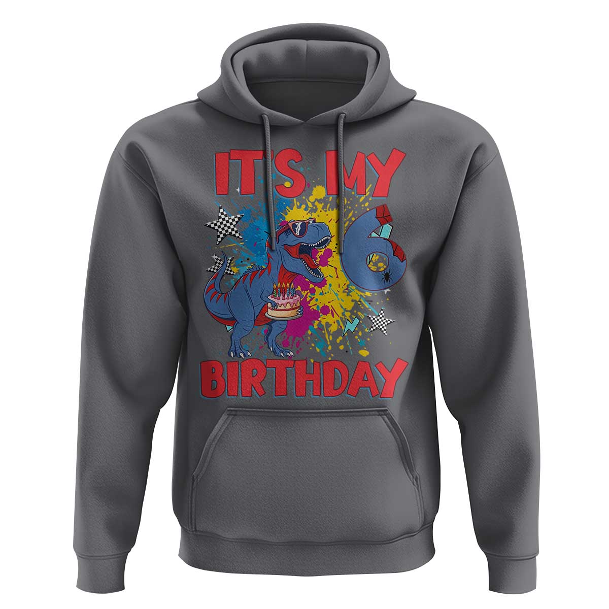 Dino Spider Its My 6th Birthday Hoodie Dinosaur Gift For Boys