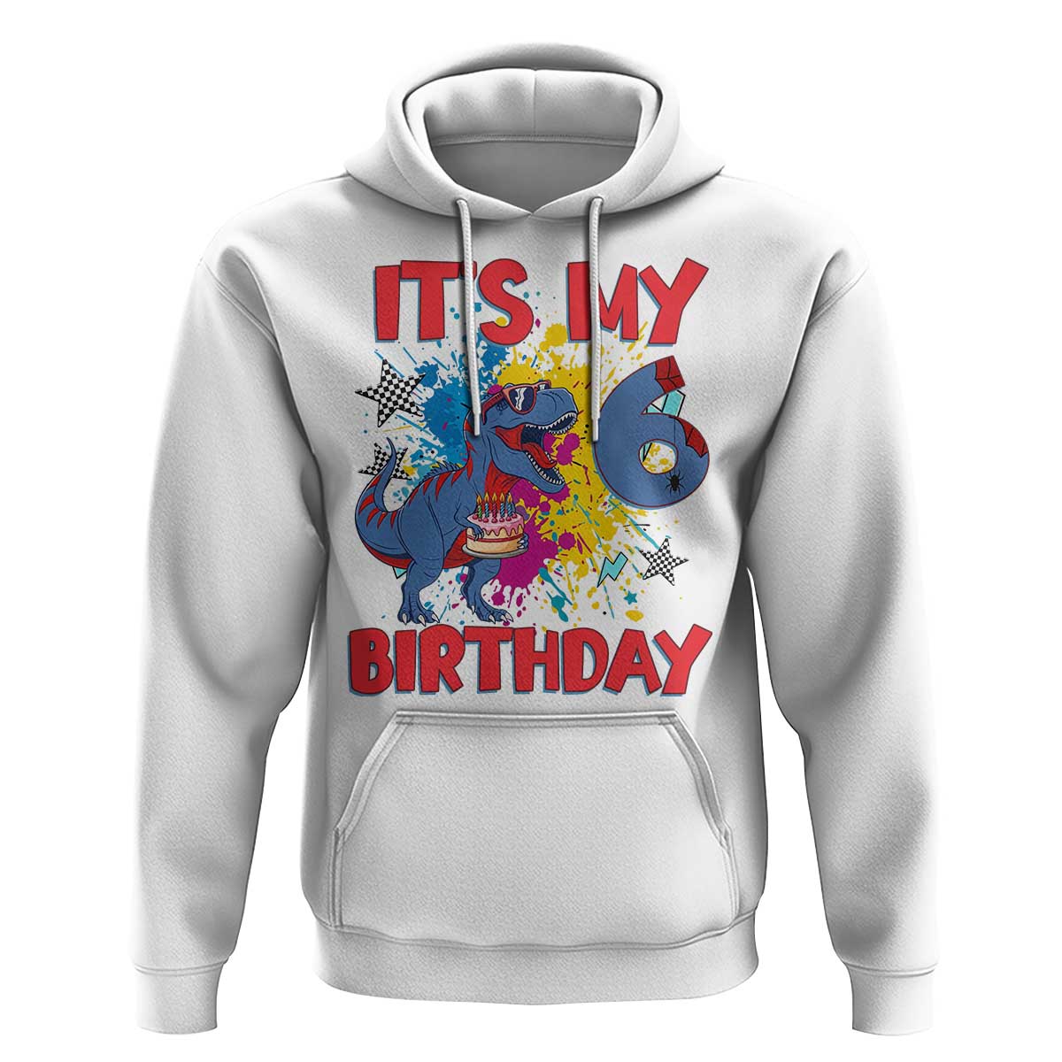 Dino Spider Its My 6th Birthday Hoodie Dinosaur Gift For Boys