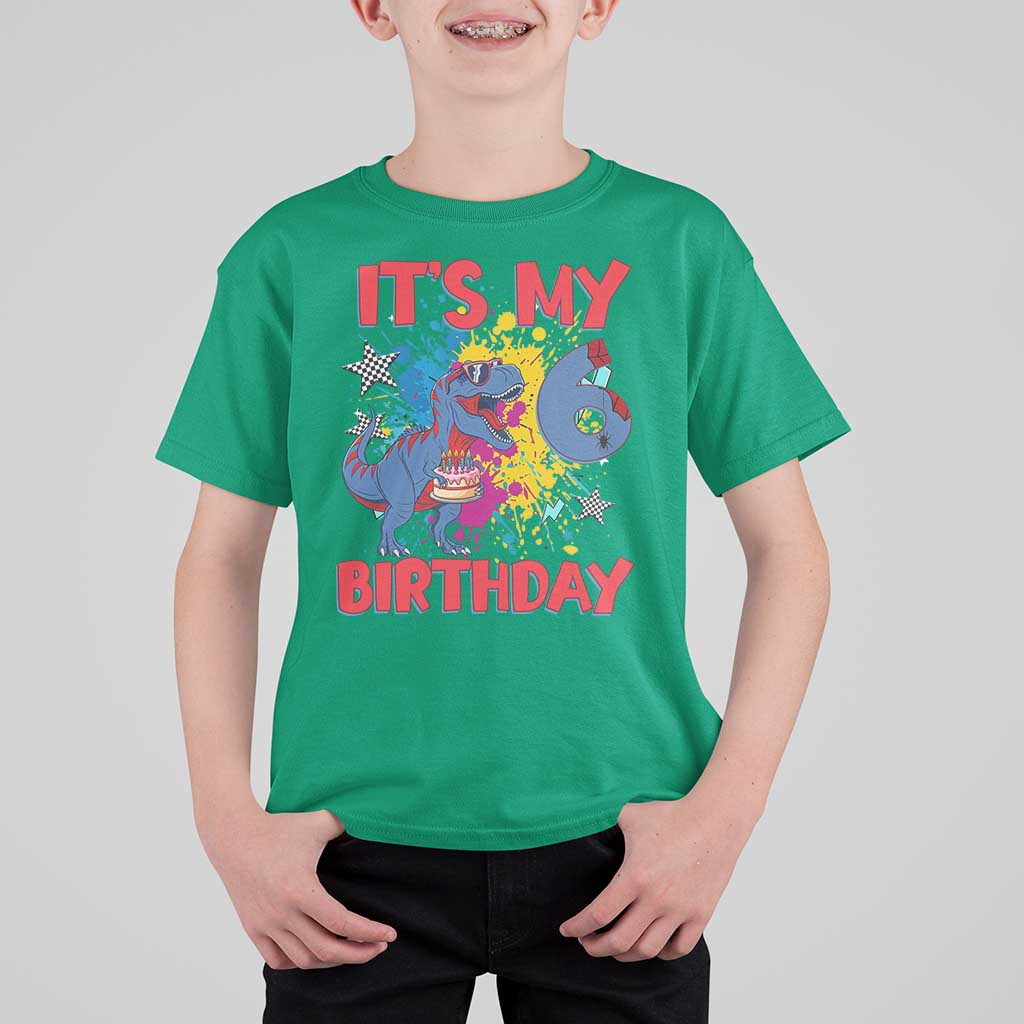 Dino Spider Its My 6th Birthday T Shirt For Kid Dinosaur Gift For Boys