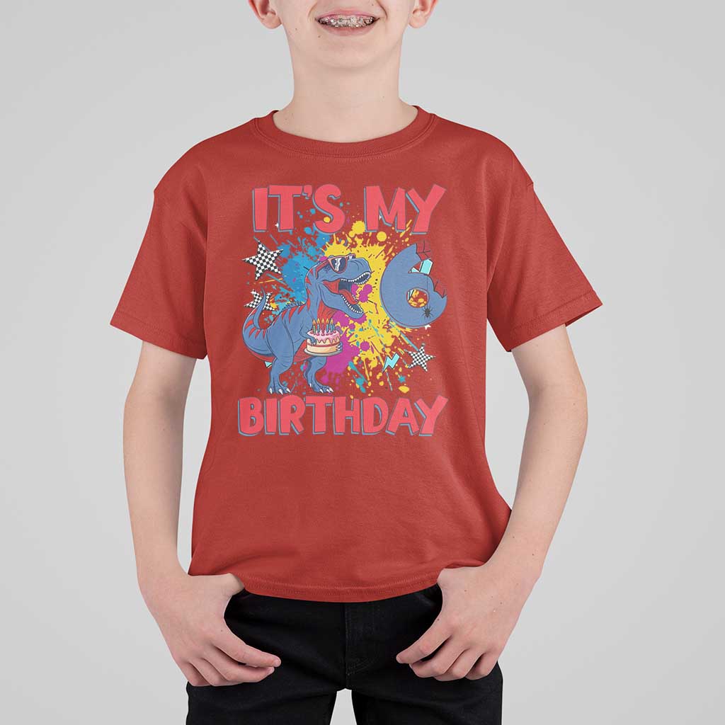 Dino Spider Its My 6th Birthday T Shirt For Kid Dinosaur Gift For Boys