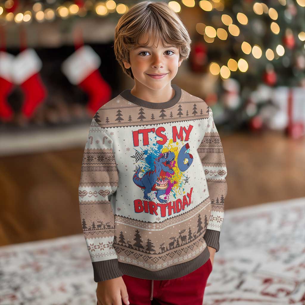 Dino Spider Its My 6th Birthday Ugly Christmas Sweater Dinosaur Gift For Boys