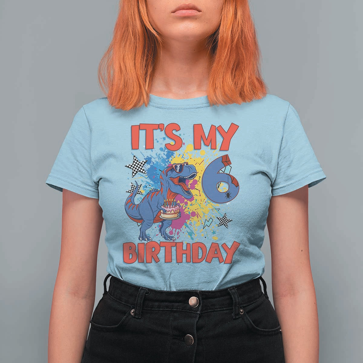 Dino Spider Its My 6th Birthday T Shirt For Women Dinosaur Gift For Boys