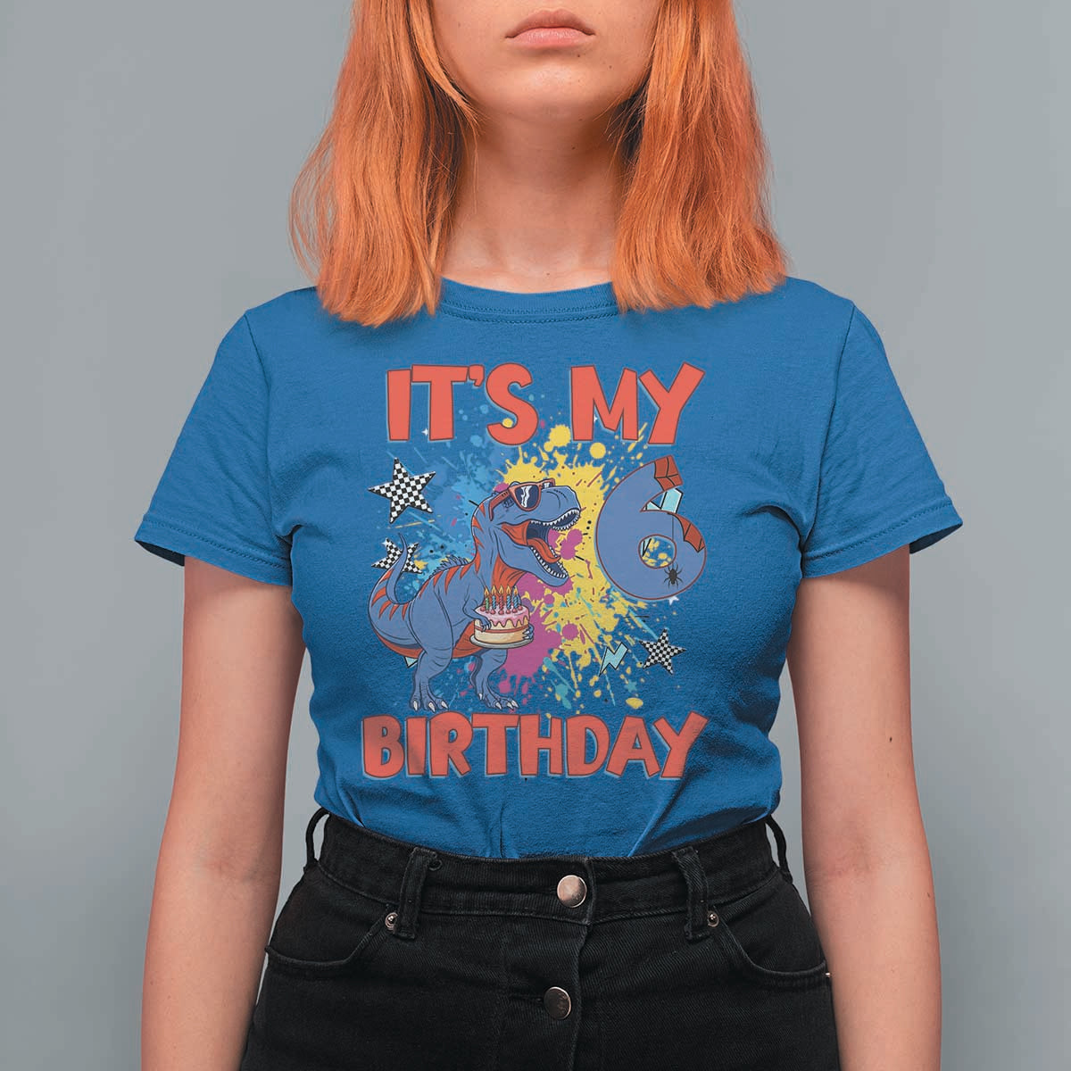 Dino Spider Its My 6th Birthday T Shirt For Women Dinosaur Gift For Boys