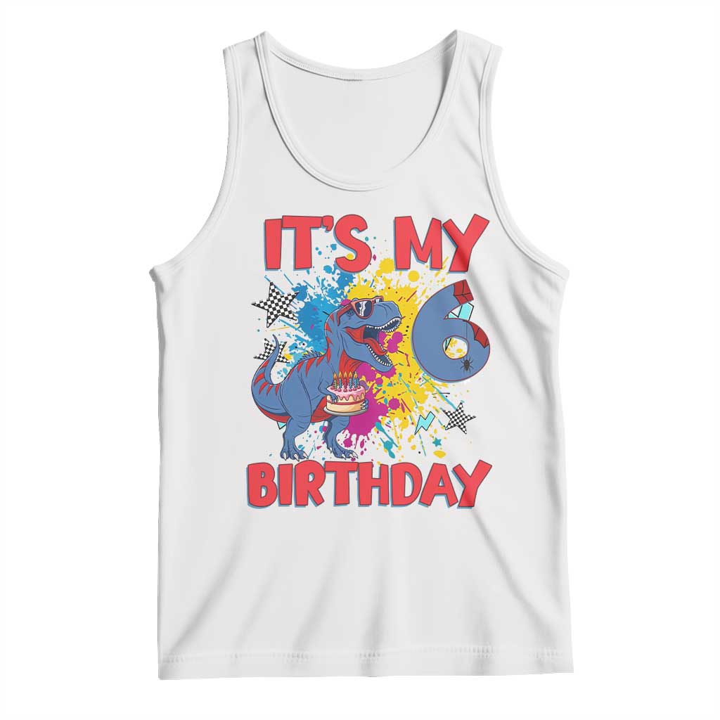 Dino Spider Its My 6th Birthday Tank Top Dinosaur Gift For Boys