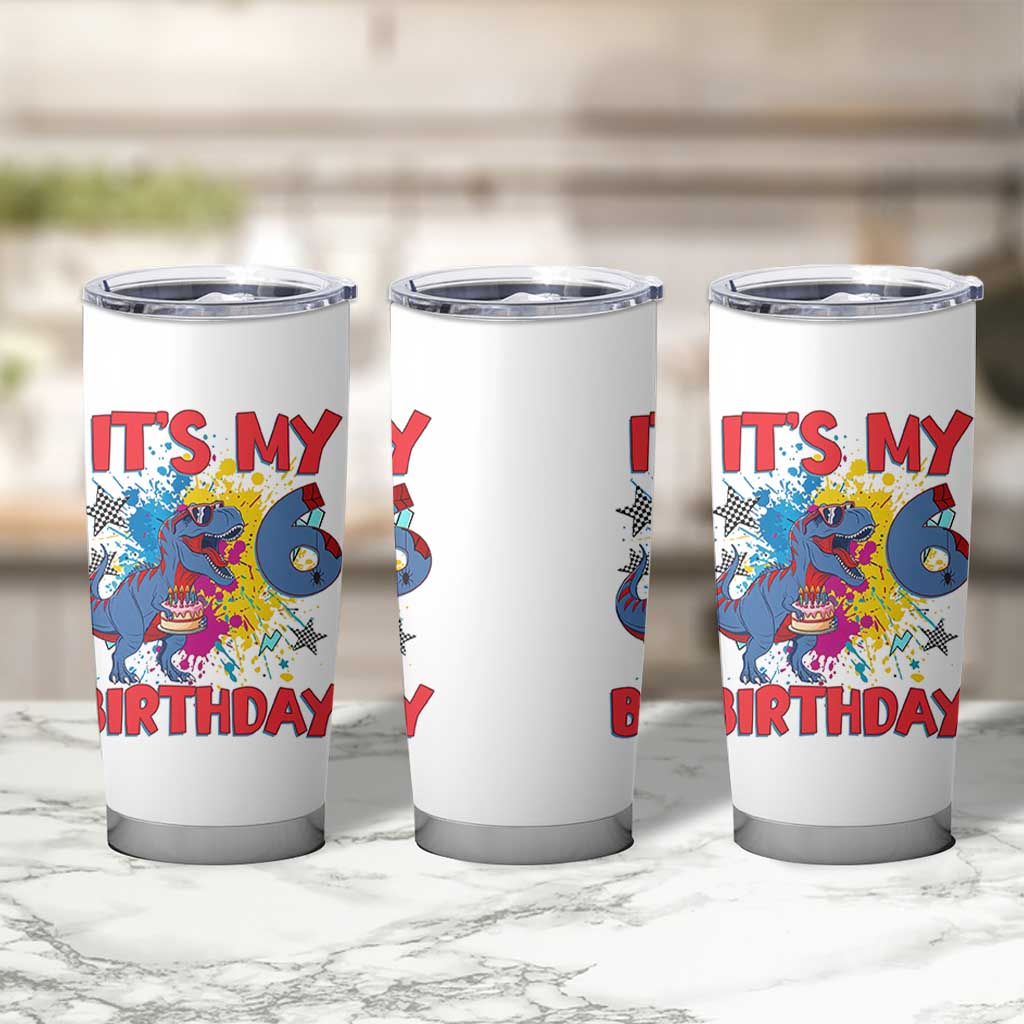 Dino Spider Its My 6th Birthday Tumbler Cup Dinosaur Gift For Boys