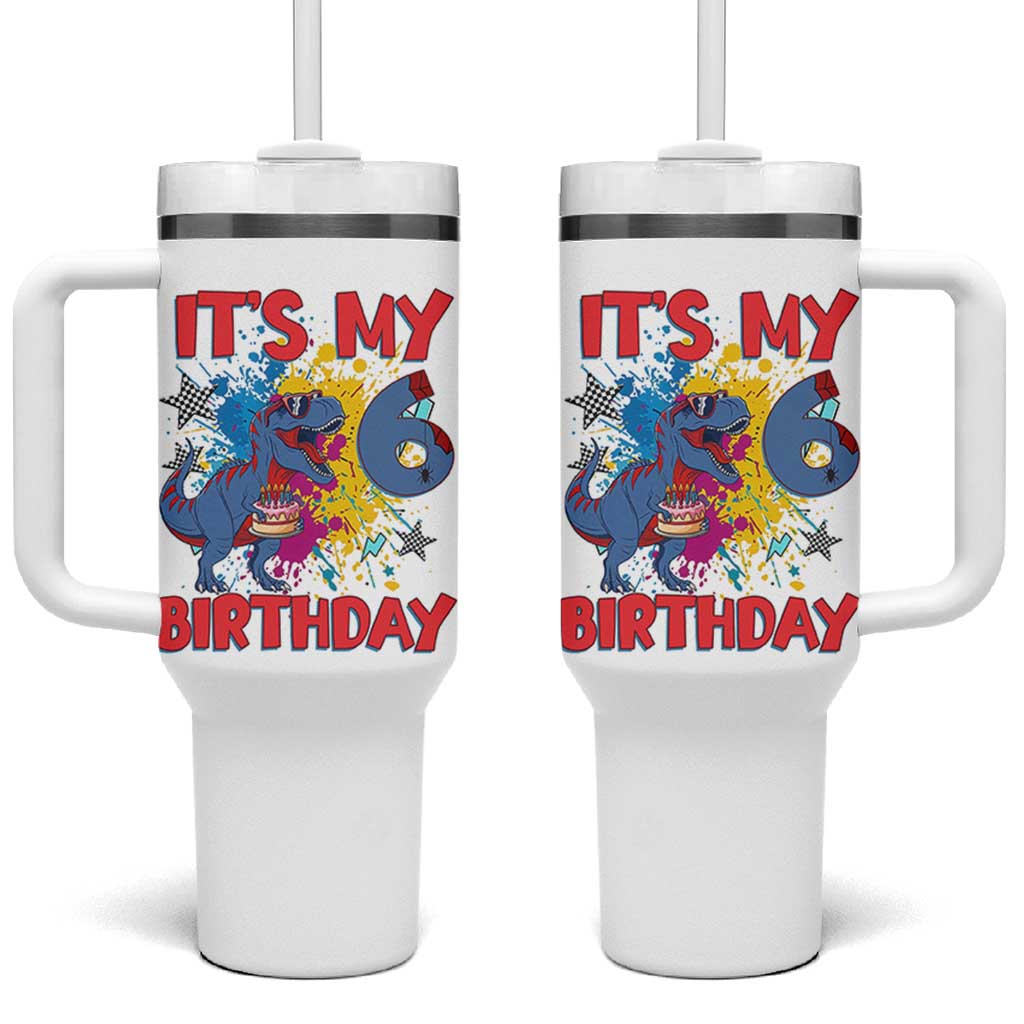 Dino Spider Its My 6th Birthday Tumbler With Handle Dinosaur Gift For Boys
