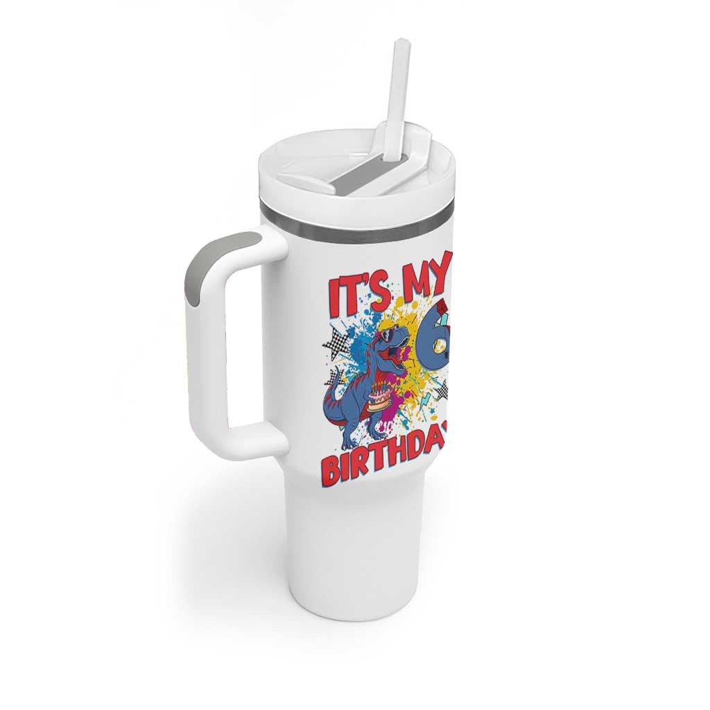 Dino Spider Its My 6th Birthday Tumbler With Handle Dinosaur Gift For Boys