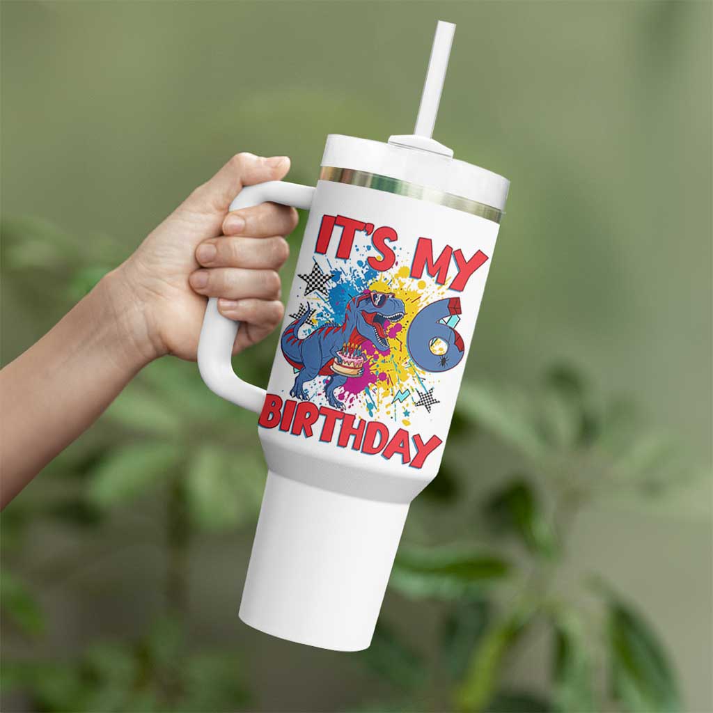 Dino Spider Its My 6th Birthday Tumbler With Handle Dinosaur Gift For Boys