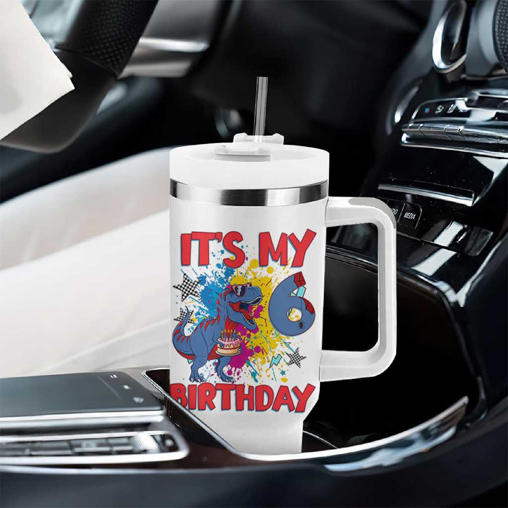 Dino Spider Its My 6th Birthday Tumbler With Handle Dinosaur Gift For Boys